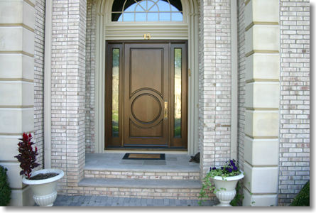 round panel door with 2 sidelights