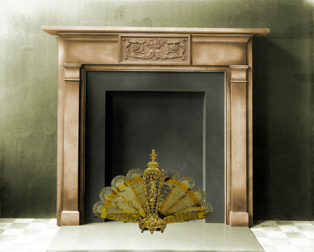 New york mantel surround with carved w4250 center panel