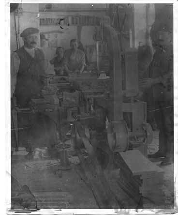 Ferenc Wohner in his shop, cic 1900